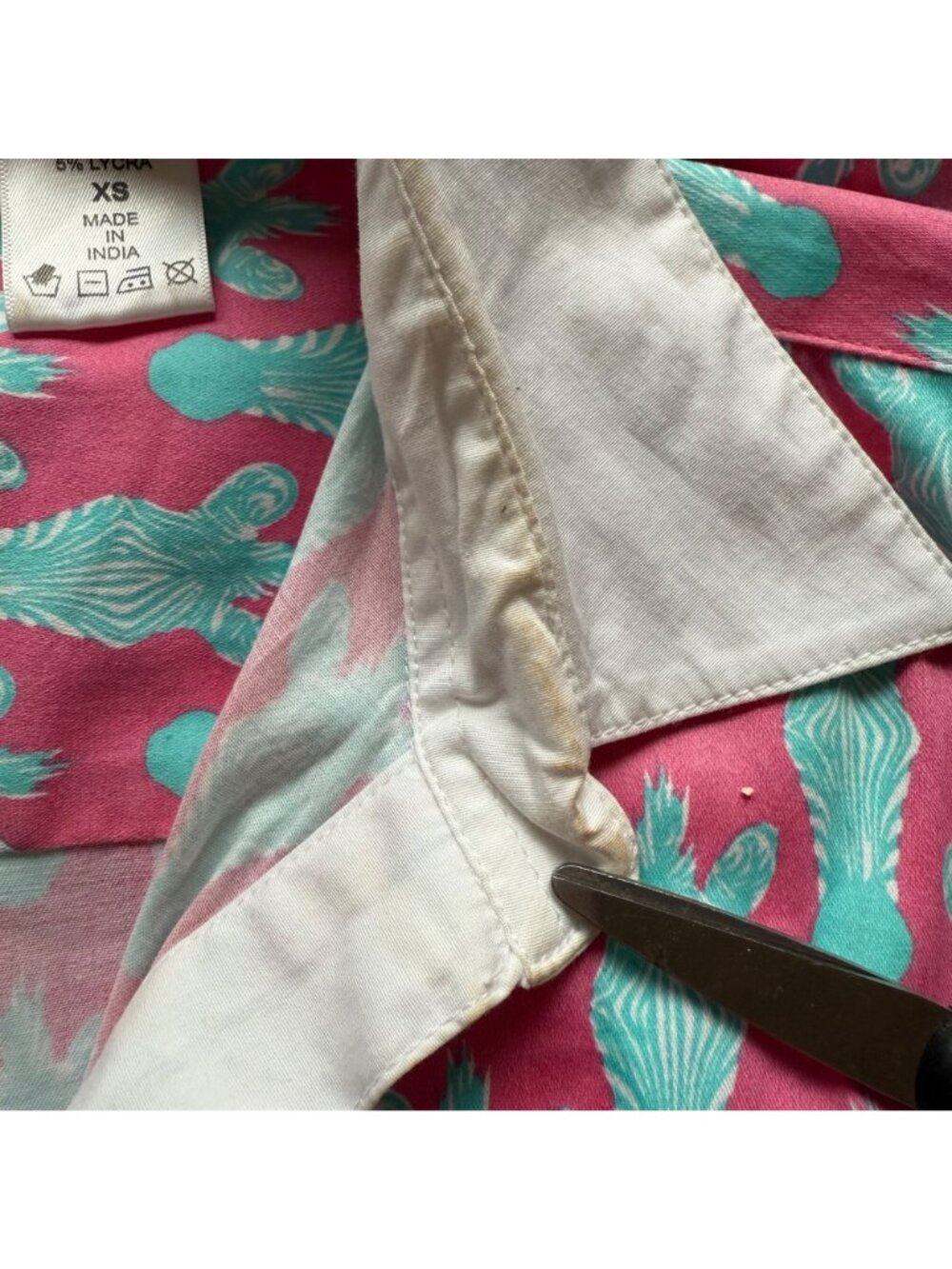 Tizzie Size XS Pink Aqua Zebra Print Split Neck Collar Cotton Blend Tunic Dress - Picture 2 of 15